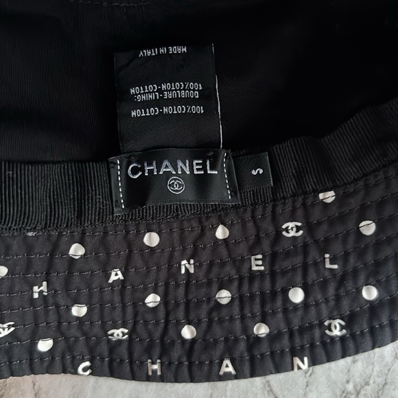 EUC Chanel Black and White Polka Dot Bucket Hat size small - Picture 6 of 9